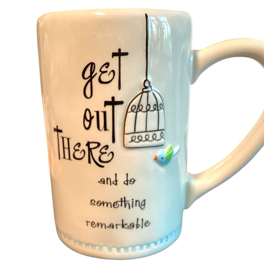 Grassland Road Bird & Birdcage “Get Out There…” Coffee Mug Tea Cup - Picture 1 of 5